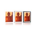 POSTER MIT PASSEPARTOUT BUDDHA-STATUE INMITTEN VON STEINEN - FENG SHUI - POSTER