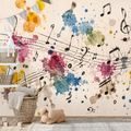 TAPETE BUNTE MUSIKNOTEN UND FLECKEN - MUSIK FOTOTAPETEN - TAPETEN