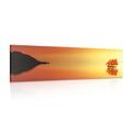 CANVAS PRINT ORANGE SAILBOAT - PICTURES OF NATURE AND LANDSCAPE - PICTURES