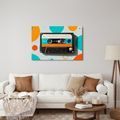 WANDBILD RETRO-KASSETTE MIT KREISEN - MUSIKBILDER - BILDER