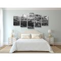 5-PIECE CANVAS PRINT MAJESTIC MOUNTAIN LANDSCAPE IN BLACK AND WHITE - BLACK AND WHITE PICTURES - PICTURES