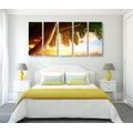 5-PIECE CANVAS PRINT SUNRISE ON A CARIBBEAN BEACH - PICTURES OF NATURE AND LANDSCAPE - PICTURES