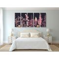 5-PIECE CANVAS PRINT VARIATIONS OF GRASS IN PINK - STILL LIFE PICTURES - PICTURES