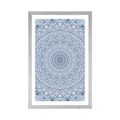 POSTER MIT PASSEPARTOUT DETAILLIERTES DEKORATIVES MANDALA IN BLAU - FENG SHUI - POSTER