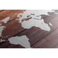 DECORATIVE PINBOARD WORLD MAP WITH A WOODEN BACKGROUND - PICTURES ON CORK - PICTURES