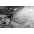 CANVAS PRINT MOON FAIRY IN BLACK AND WHITE - BLACK AND WHITE PICTURES - PICTURES