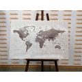 CANVAS PRINT BEAUTIFUL BLACK AND WHITE MAP OF THE WORLD - PICTURES OF MAPS - PICTURES