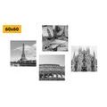 CANVAS PRINT SET WITH A HINT OF HISTORY IN BLACK AND WHITE - SET OF PICTURES - PICTURES