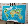 CANVAS PRINT GEOGRAPHICAL MAP OF THE WORLD FOR CHILDREN - CHILDRENS PICTURES - PICTURES