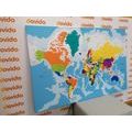 CANVAS PRINT COLORED WORLD MAP - PICTURES OF MAPS - PICTURES