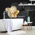 WALL MURAL ZEN STONES WITH A YELLOW ORCHID - WALLPAPERS FENG SHUI - WALLPAPERS