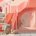 SELBSTKLEBENDE TAPETE ABSTRAKTE ROSA ARCHITEKTUR - STREET-ART-TAPETEN - TAPETEN