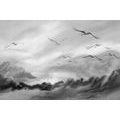 WALLPAPER FLIGHT OF BIRDS IN BLACK AND WHITE - BLACK AND WHITE WALLPAPERS - WALLPAPERS