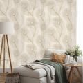 FOTOTAPETA BÉŽOVÁ ELEGANCE S PTAČÍMI PERY - VZOROVANÉ TAPETY - TAPETY