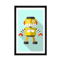 POSTER WITH MOUNT YELLOW ROBOT ON A BLUE BACKGROUND - ROBOTS - POSTERS