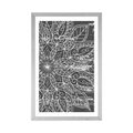 AFFICHE AVEC MONTURE TEXTURE MANDALA EN NOIR ET BLANC - NOIR ET BLANC - AFFICHES