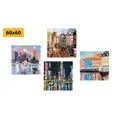 CANVAS PRINT SET CITIES WITH OIL PAINTING IMITATION - SET OF PICTURES - PICTURES