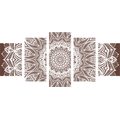 5-DELNA SLIKA MANDALA HARMONIJE NA RJAVEM OZADJU - SLIKE FENG SHUI - SLIKE