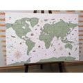 DECORATIVE PINBOARD MAP IN GREEN DESIGN - PICTURES ON CORK - PICTURES