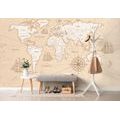 SAMOLEPÍCÍ TAPETA ZAJÍMAVÁ BÉŽOVÁ MAPA SVĚTA - SAMOLEPÍCÍ TAPETY - TAPETY