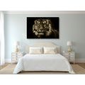 CANVAS PRINT TIGER IN SEPIA DESIGN - BLACK AND WHITE PICTURES - PICTURES