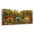 OBRAZ RUSTIKÁLNÍ DOMKY A ZELEŇ - BAREVNÉ DOMY - OBRAZY