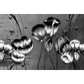 CANVAS PRINT POPPIES IN AN ETHNO TOUCH IN BLACK AND WHITE - BLACK AND WHITE PICTURES - PICTURES