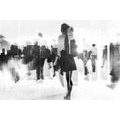 CANVAS PRINT SILHOUETTES OF PEOPLE IN A BIG CITY IN BLACK AND WHITE - BLACK AND WHITE PICTURES - PICTURES