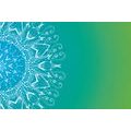 TAPETE WEISSES MANDALA AUF BLAU-GRÜNEM HINTERGRUND - TAPETEN MIT FENG SHUI-MOTIVEN - TAPETEN