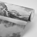 SELF ADHESIVE WALL MURAL LAKE NEAR A MOUNTAIN IN BLACK AND WHITE - SELF-ADHESIVE WALLPAPERS - WALLPAPERS