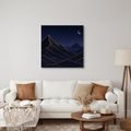 TABLEAU SUR TOILE – LIGNES DORÉES DE MONTAGNES LA NUIT - TABLEAUX DE MONTAGNE - TABLEAUX