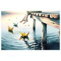 WANDBILD PAPIERSCHIFFCHEN AUF DEM WASSER - BILDER MEER UND STRAND - BILDER