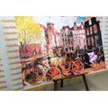 CANVAS PRINT SKETCHED AMSTERDAM - VINTAGE AND RETRO PICTURES - PICTURES