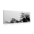 CANVAS PRINT ZEN STONES WITH SEASHELLS IN BLACK AND WHITE - BLACK AND WHITE PICTURES{% if product.category.pathNames[0] != product.category.name %} - PICTURES{% endif %}