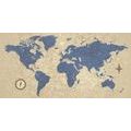 CANVAS PRINT WORLD MAP WITH A COMPASS IN RETRO STYLE - PICTURES OF MAPS - PICTURES