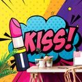 SELF ADHESIVE WALLPAPER POP ART LIPSTICK - KISS! - SELF-ADHESIVE WALLPAPERS - WALLPAPERS