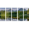 5-PIECE CANVAS PRINT BEAUTIFUL PANORAMA OF MOUNTAINS BY THE LAKE - PICTURES OF NATURE AND LANDSCAPE - PICTURES