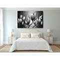 IMPRESSION SUR TOILE FLEURS DE STYLE ETHNIQUE EN NOIR ET BLANC - IMPRESSIONS SUR TOILE NOIR ET BLANC - IMPRESSION SUR TOILE