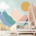 SAMOLEPÍCÍ FOTOTAPETA PASTELOVÁ KRAJINA S KVĚTINAMI - DĚTSKÉ TAPETY - TAPETY