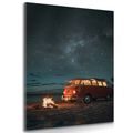 TABLOU FOC DE TABĂRĂ PE PLAJĂ SUB CERUL NOPȚII - VOLKSWAGEN T1 - DOVIDO CHALLENGE - TABLOURI