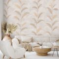 ZELFKLEVEND FOTOBEHANG BEIGE PALMBLADEREN IN GLAMOURSTIJL - FOTOBEHANG BLADEREN - FOTOBEHANG