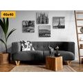 CANVAS PRINT SET WITH A HINT OF HISTORY IN BLACK AND WHITE - SET OF PICTURES - PICTURES