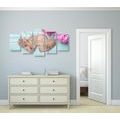 5-PIECE CANVAS PRINT PEONIES AND BIRCH HEARTS - STILL LIFE PICTURES{% if product.category.pathNames[0] != product.category.name %} - PICTURES{% endif %}