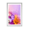 POSTER WITH MOUNT OIL PAINTING OF COLORFUL FLOWERS - FLOWERS - POSTERS