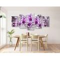 5-PIECE CANVAS PRINT PURPLE FLOWERS ON AN ABSTRACT BACKGROUND - ABSTRACT PICTURES{% if product.category.pathNames[0] != product.category.name %} - PICTURES{% endif %}