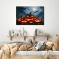 WANDBILD HALLOWEEN-KÜRBISSE UNTER FLEDERMÄUSEN - HALLOWEEN- UND HORROR-BILDER - BILDER