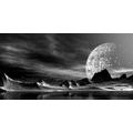 CANVAS PRINT FUTURISTIC PLANET IN BLACK AND WHITE - BLACK AND WHITE PICTURES - PICTURES