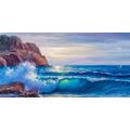 CANVAS PRINT SEA WAVES ON THE COAST - PICTURES OF NATURE AND LANDSCAPE - PICTURES