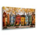 OBRAZ BAREVNÉ DOMY V ALEJI - BAREVNÉ DOMY - OBRAZY