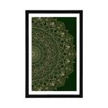 POSTER WITH MOUNT DETAILED DECORATIVE MANDALA IN GREEN COLOR - FENG SHUI - POSTERS